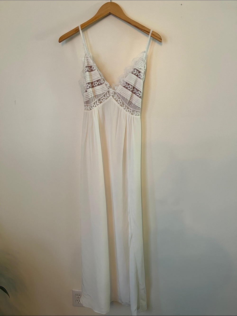 For Love & Lemons White Lace-Trim Maxi Dress